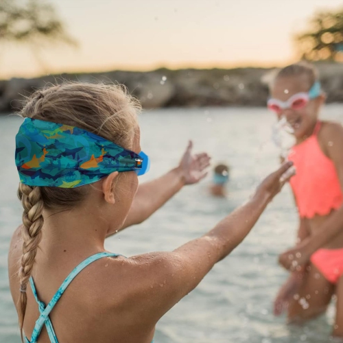 Hurley Kids Shark Design Swim Goggle With Hair Safety Fabric Strap