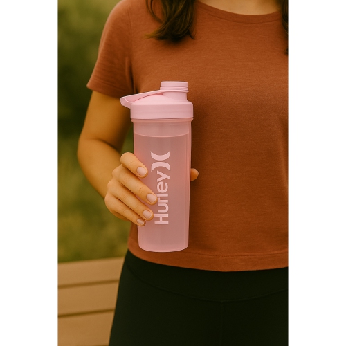 Bouteille mélangeuse rose de 28 oz avec corde d'entraînement de Hurley