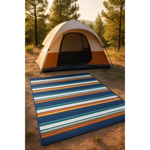 Couverture de camping en acrylique de 50 x 60 po Blue Stripe de Hurley