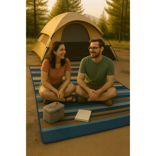 Couverture de camping en acrylique de 50 x 60 po Blue Stripe de Hurley