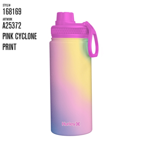 Hurley 16Oz Reusable Water Bottle With Chug Cap Stainless Steel Sports Bottle