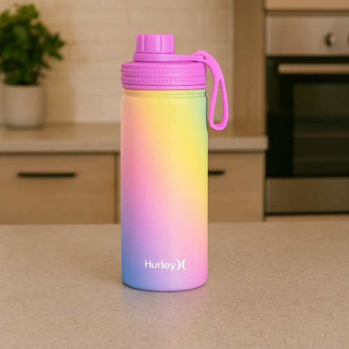 Hurley 16Oz Reusable Water Bottle With Chug Cap Stainless Steel Sports Bottle