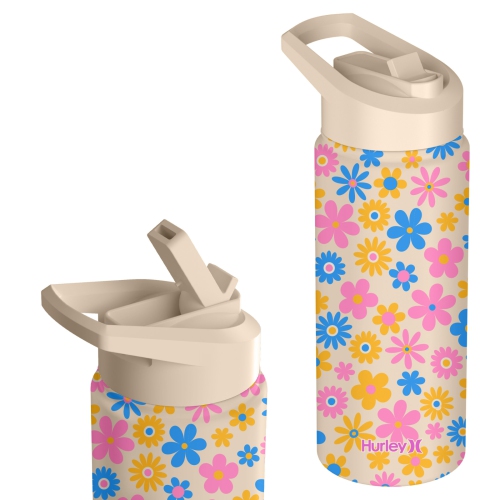 Hurley Multi Floral 16Oz Straw Cap Ss. Sports Bottle