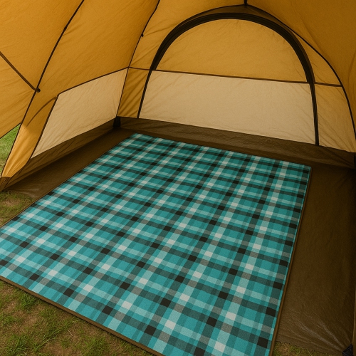 Hurley Teal/Grey Plaid Design 60"X90" Acrylic Camp Blanket