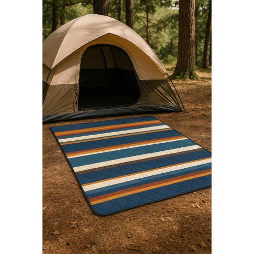 Hurley Blue Stripe Design 60X70'' Packable Camping Mat