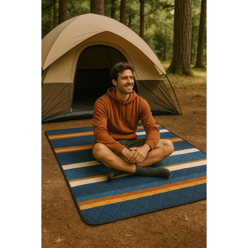 Hurley Blue Stripe Design 60X70'' Packable Camping Mat