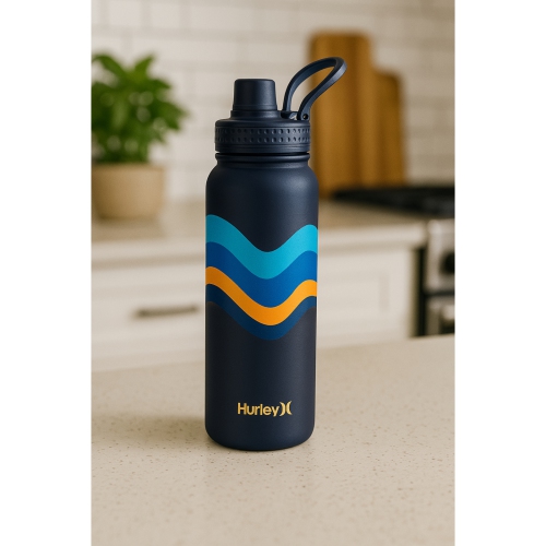 Hurley Navy Wave32 Oz Ss Bottle With Chug Cap