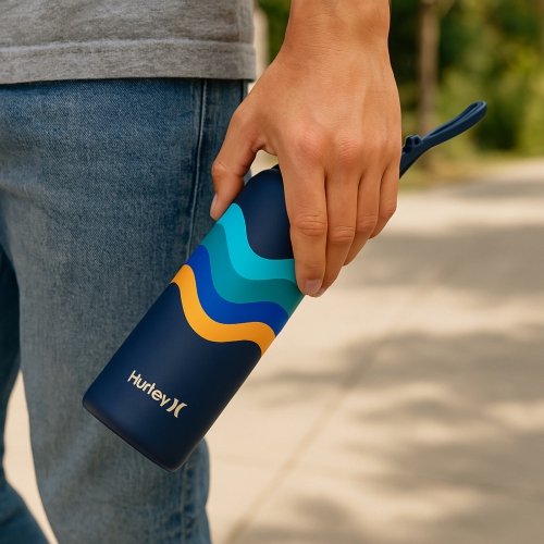 Hurley Navy Wave32 Oz Ss Bottle With Chug Cap