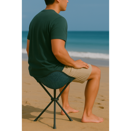 Hurley Foldable Grey and Black Design Tri-Leg Stool With Travel Bag