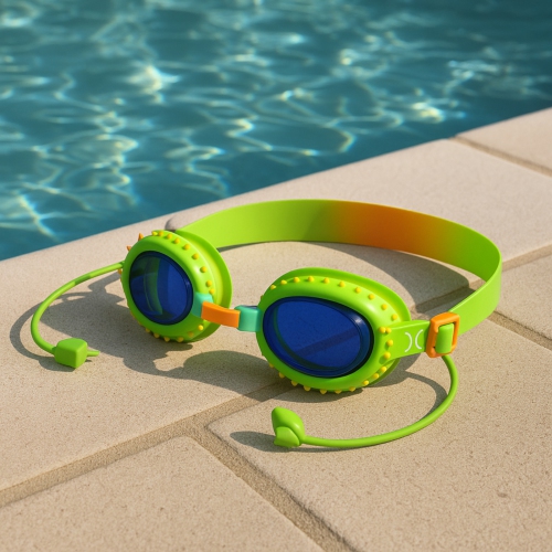 Hurley Youth Green Spikey Swim Goggle with Earplugs