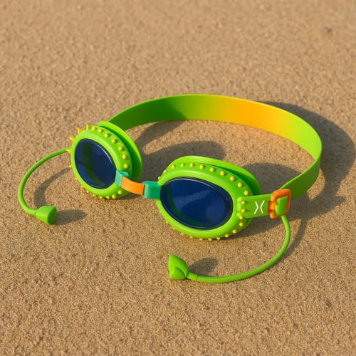 Hurley Youth Green Spikey Swim Goggle with Earplugs