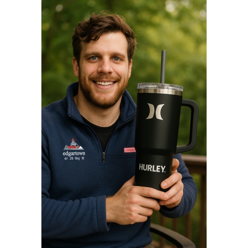 Hurley Black Solid Rubber 40 Oz Tumbler Bottle