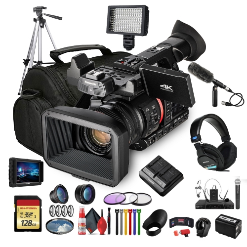 Panasonic AG-CX350 4K Camcorder W/Padded Case, 128 GB Memory Card + More