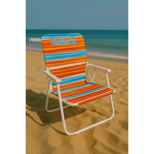 Hurley Single Position Blue and Red Design Beach Chair