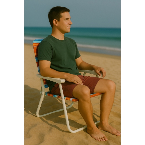 Hurley Single Position Blue and Red Design Beach Chair