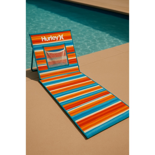 Hurley Blue and Red Beach Ground Mat With Backrest