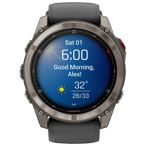 Montre intelligente multisport GPS + LTE AMOLED verre saphir 51 mm fēnix 8 Pro de Garmin - Titane/Graphite/Noir
