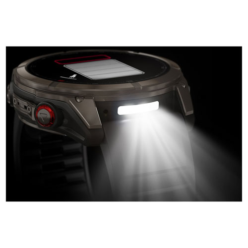 Montre intelligente multisport GPS + LTE AMOLED verre saphir 51 mm fēnix 8 Pro de Garmin - Titane/Graphite/Noir