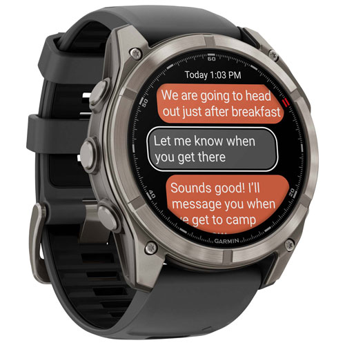Montre intelligente multisport GPS + LTE AMOLED verre saphir 51 mm fēnix 8 Pro de Garmin - Titane/Graphite/Noir