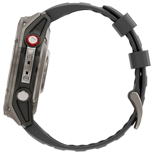 Montre intelligente multisport GPS + LTE AMOLED verre saphir 51 mm fēnix 8 Pro de Garmin - Titane/Graphite/Noir