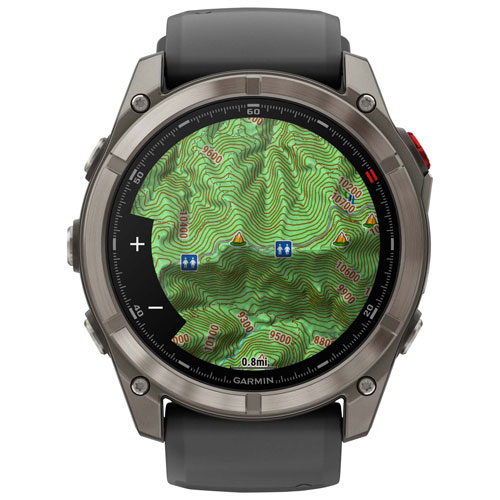 Montre intelligente multisport GPS + LTE AMOLED verre saphir 51 mm fēnix 8 Pro de Garmin - Titane/Graphite/Noir