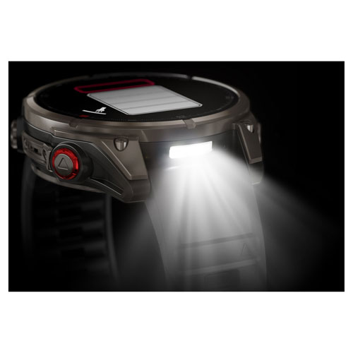 Montre intelligente multisport GPS + LTE AMOLED verre saphir 47 mm fēnix 8 Pro de Garmin - Titane/Graphite/Noir