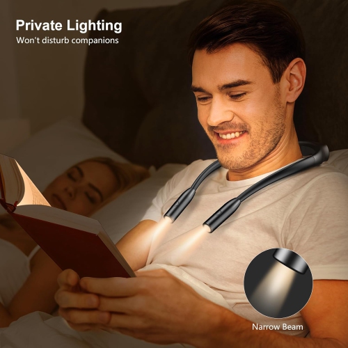 Book Light, 3 Color Temperatures Reading Light, Bendable Neck Light, 80 Hrs Lasting Rechargeable Book Light for Reading in Bed, Knitting, Camping,