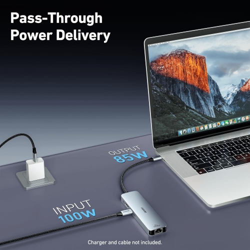 BENFEI 6-in-1 USB C Hub, HDMI 4K@60Hz, 2xUSB-A, USB-C Data, 100W PD, Gigabit Ethernet