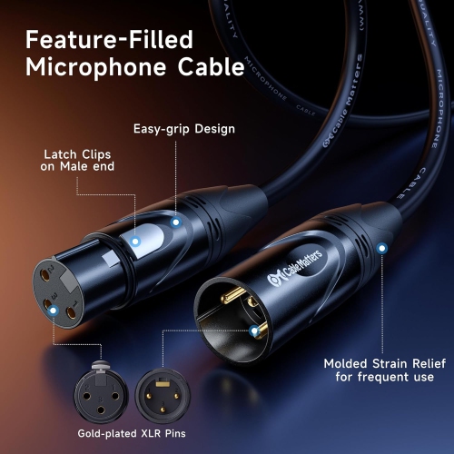 Cable Matters 2-Pack Premium XLR to XLR Cables - 10ft, Male to Female Microphone Cable, Oxygen-Free Copper Mic Cord, Black