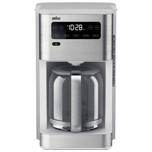 Cafetière PureFlavor de Braun - 14 tasses - Acier inoxydable/Blanc