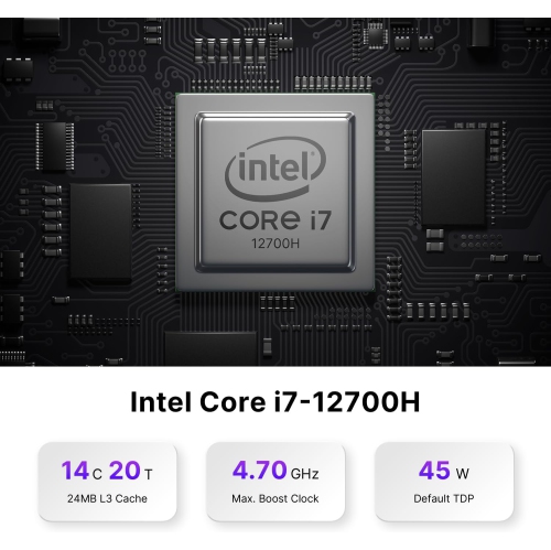 ORIGIMAGIC Mini PC with N3 Intel Core i7-12700H 32GB DDR4 3200Mhz 512GB M.2 NVMe SSD | 2.5G LAN | Wi-Fi 6 | Bluetooth 5.2 | USB 3.2Gen2*3 | Quad