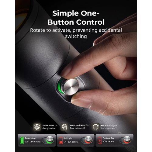 Boîte ouverte - Lampe de poche LED RVB SMALLRIG, lumière ambiante à motif d'alliage d'aluminium 7500&nbsp;mAh, lampe de remplissage à 4 couleurs avec