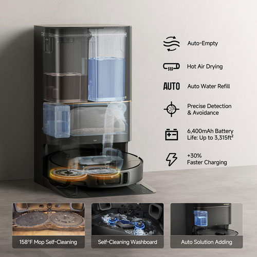 Aspirateur robot à vadrouille à vidange automatique X40 Ultra de Dreame - Noir