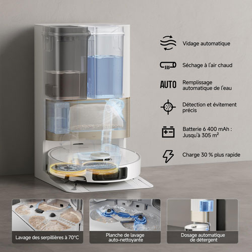 Aspirateur robot à vadrouille à vidange automatique X40 Ultra de Dreame - Blanc