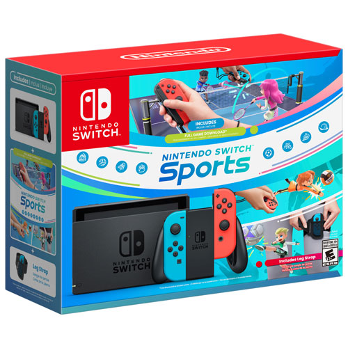 Ensemble avec console Nintendo Switch, Nintendo Switch Sports et sangle de jambe