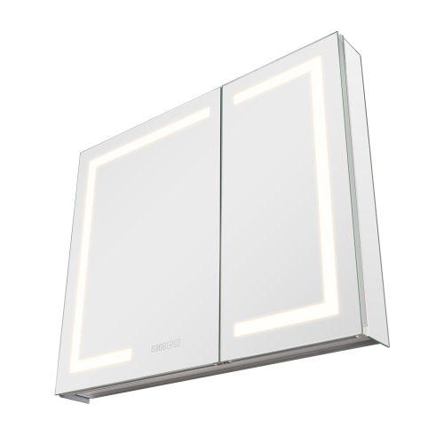 VEVOR  36 X 30 In Lighted Medicine Cabinet w Mirror, Recessed Or Wall Mount, 3 Color Dimmable Led Bathroom Medicine Cabinet w HD Mirror, Clock