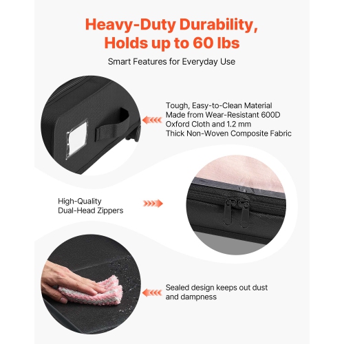 VEVOR 30.3 x 18.5 x 6.8 inch Under Bed Storage with Wheels,Underbed Containers with Clear Lid,Underbed Shoe Organizer,Rolling Under the Bed Storage