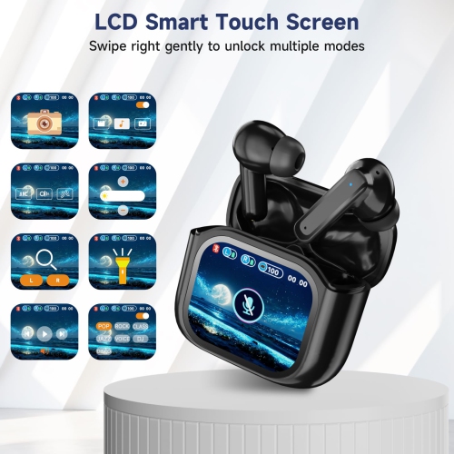 Wireless Bluetooth 5.4 Earbuds with Multi-Functional Touch Screen, ANC/ENC Noise Cancellation, in-Ear Headphones for iPhone Android
