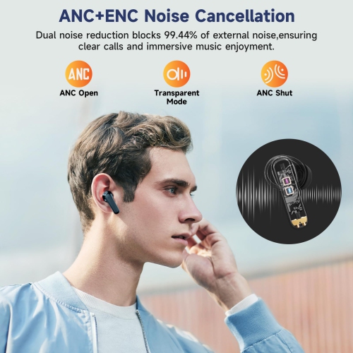 Wireless Bluetooth 5.4 Earbuds with Multi-Functional Touch Screen, ANC/ENC Noise Cancellation, in-Ear Headphones for iPhone Android