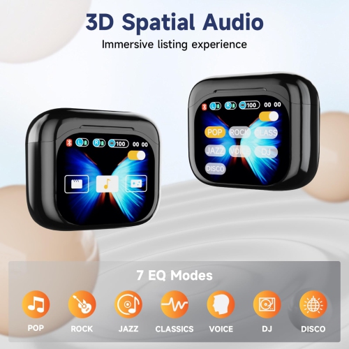 Wireless Bluetooth 5.4 Earbuds with Multi-Functional Touch Screen, ANC/ENC Noise Cancellation, in-Ear Headphones for iPhone Android