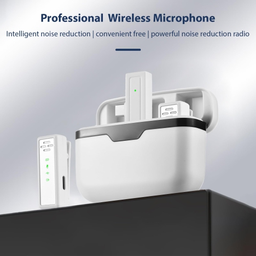 Microphone sans fil Micro-cravate professionnel Microphones à pince Réduction du bruit sans délai Prêt à l'emploi Léger Double microphone rechargeable
