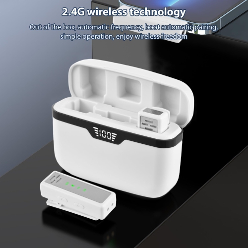 Microphone sans fil Micro-cravate professionnel Microphones à pince Réduction du bruit sans délai Prêt à l'emploi Léger Double microphone rechargeable