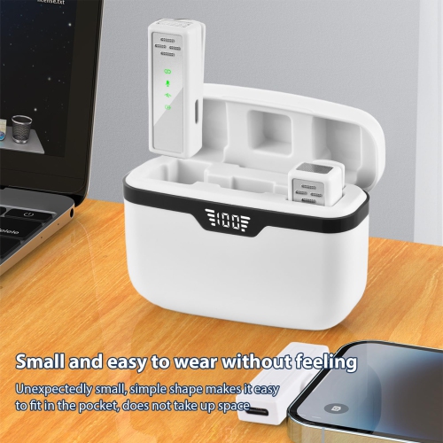 Microphone sans fil Micro-cravate professionnel Microphones à pince Réduction du bruit sans délai Prêt à l'emploi Léger Double microphone rechargeable