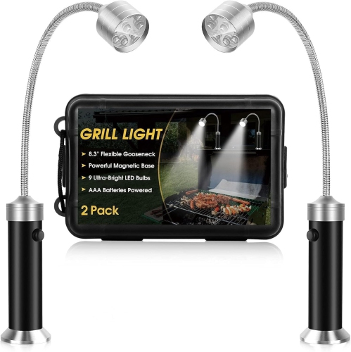 2 Pack Barbecue Grill Light, 360° Rotate Super-Bright, Grilling Gifts for Birthday Anniversary, Weather Resistant, Powerful LED BBQ Light