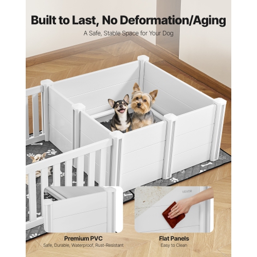 VEVOR 73x38x19.7 in Dog Whelping Box,Plastic Dog Whelping Pen with Adjustable Height Door, Puppy Playpen with Waterproof Pee Pad,Durable Indoor Pet