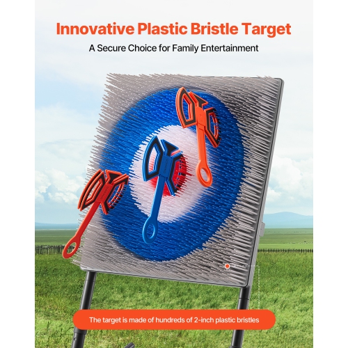 VEVOR Axe Throwing Game, Plastic Bristle Target with 8 Throwing Axes Set, Foldable Steel Frame, Easy to Store, Stable Placement for Indoor and