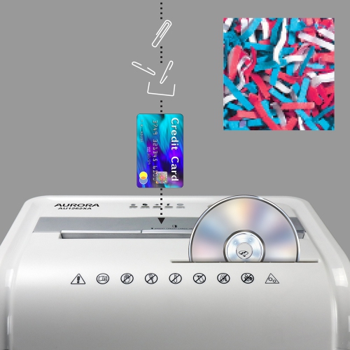 Aurora AU1262XA Anti-Jam 12-Sheet Crosscut Paper and CD/Credit Card Shredder
