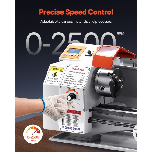VEVOR 8.7 x 18 in Metal Lathe Machine,Precision Bench Power Metal Lathe, Automatic Feed, 0-2500 RPM Variable Speed,1250W Brushless Motor,for