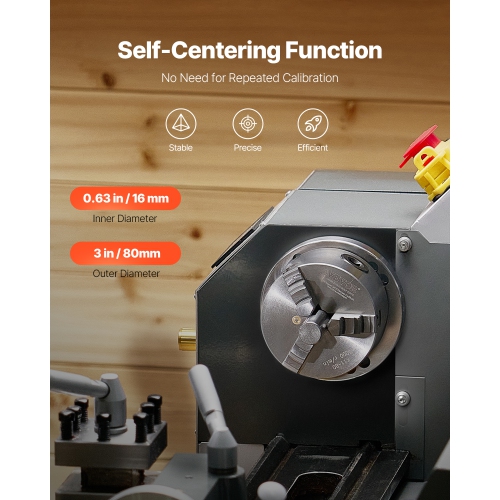 VEVOR 3 Inch 3-Jaw Lathe Chuck,Self-Centering Chuck,0.08-2.48in (2-63 mm) Clamping Range with T-key Fixing Screws Reversible Jaws,HT300