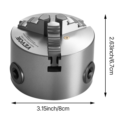 VEVOR 3 Inch 3-Jaw Lathe Chuck,Self-Centering Chuck,0.08-2.48in (2-63 mm) Clamping Range with T-key Fixing Screws Reversible Jaws,HT300